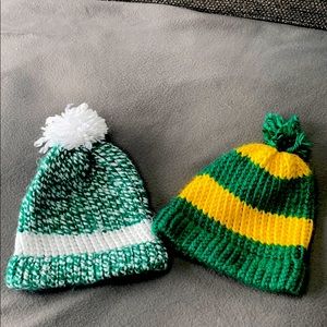 Two homemade knit hats